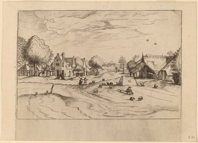 Village de Campagne avec Moutons et Berger Assis - Johannes van Doetechum, the Elder and Lucas