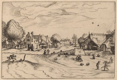 Village de Campagne avec Moutons et Berger Assis - Johannes van Doetechum, the Elder and Lucas