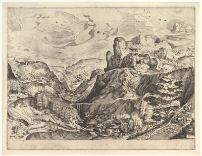 Paysage alpin avec une vallée profonde des Grands Paysages, vers 1555-56 - Johannes van Doetecum I