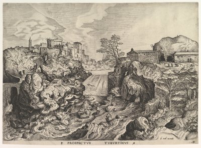 Vue du Tibre à Tivoli, Prospectus Tyburtinus de Les Grands Paysages - Johannes van Doetecum I