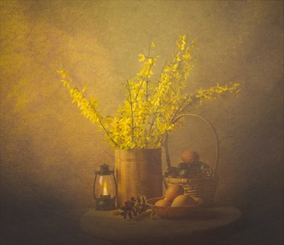 Nature morte « Printemps doré » - John-Mei Zhong