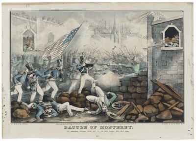 Bataille de Monterey le 7 juillet 1846, lithographie de Nathaniel Currier (1813-88) - John (after) Cameron