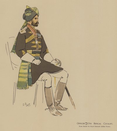 Officier du 17e Bengal Cavalry (lithographie en couleur) - John (after) Charlton