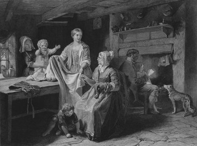 Illustration pour La Nuit du Samedi du Cottar de Robert Burns, Vers IV et V - John (after) Faed