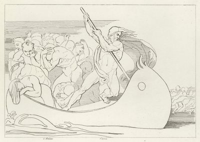 Le Bateau de Charon, Enfer, Chant 3 (gravure) - John (after) Flaxman
