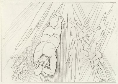 Lucifer, Purgatoire, Chant 12 (gravure) - John (after) Flaxman