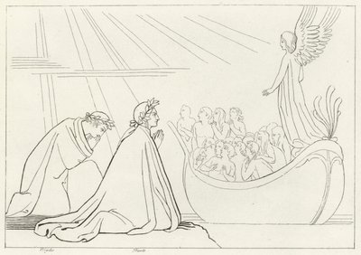 La Barque du Purgatoire, Purgatoire, Chant 2 (gravure) - John (after) Flaxman