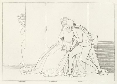Les Amants Surpris, Enfer, Chant 5 (gravure) - John (after) Flaxman
