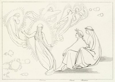 Le Retour de Cunizza, Paradis, Chant 9 (gravure) - John (after) Flaxman