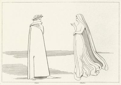 Virgile et Béatrice se Rencontrant, Enfer, Chant 2 (gravure) - John (after) Flaxman