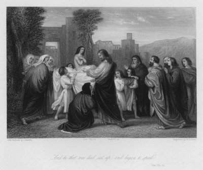 Le Christ ressuscite le fils de la veuve, Luc VII - John (after) Gilbert