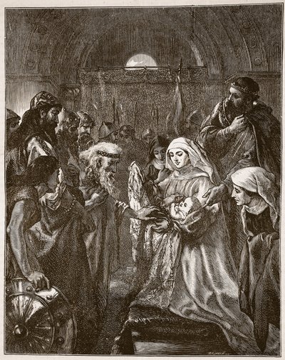 Édouard présentant son fils nouveau-né aux Gallois, illustration de 