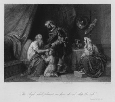 Jacob bénissant Éphraïm et Manassé, Genèse XLVIII - John (after) Gilbert