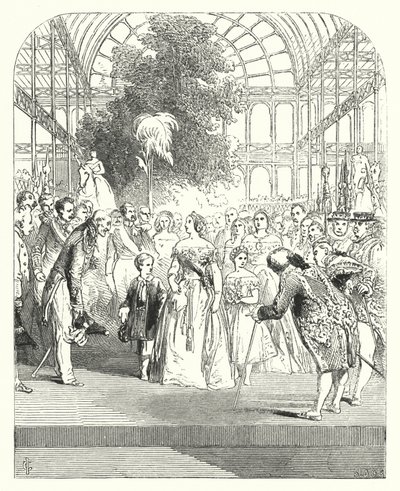 La reine Victoria et ses enfants visitant la Grande Exposition de 1851, Crystal Palace, Hyde Park, Londres - John (after) Gilbert