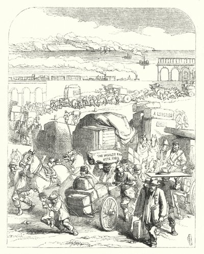 Navires et trains amenant des visiteurs à l