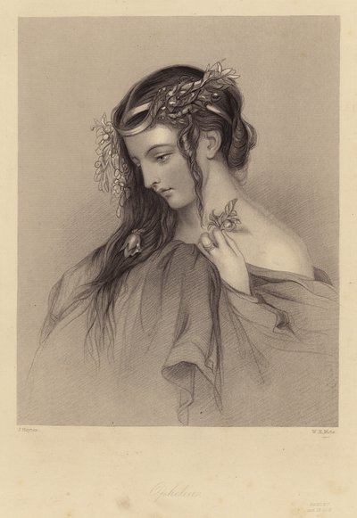 Shakespeare : Hamlet, Ophélie, Acte IV, Scène V (gravure) - John (after) Hayter