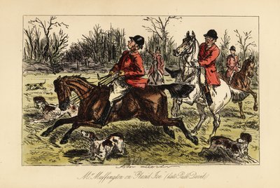 Chasseur anglais traîné au milieu des chiens par son cheval fougueux - John (after) Leech