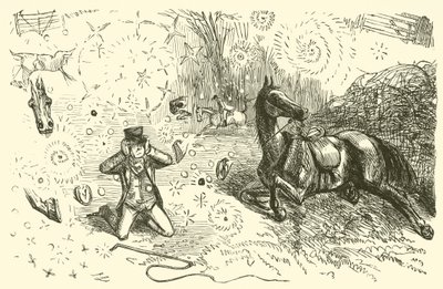 Chute pendant la chasse (gravure) - John (after) Leech