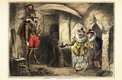 Guy Fawkes, chef du complot des poudres, capturé dans la cave des Chambres du Parlement, 5 novembre 1604 - John (after) Leech