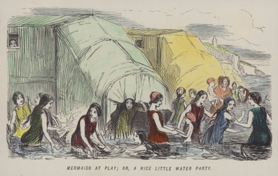 Sirènes en jeu : ou, une petite fête aquatique agréable (gravure en couleur) - John (after) Leech