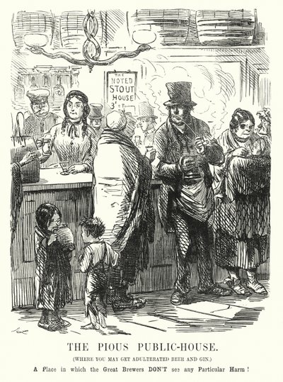 Caricature de Punch : La maison publique pieuse - John (after) Leech