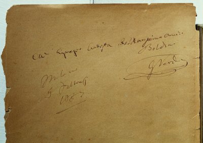 Dédicace autographe de Giuseppe Verdi (1813-1901) à Giovanni Boldini (1842-1931) - Walter Charles Mills
