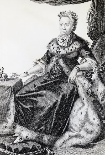 Catherine II, née Sophie Friederike Auguste (1729-1796), impératrice de Russie, gravure - Walter Charles Mills