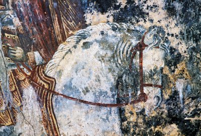 Cheval, fresque endommagée au plafond de l
