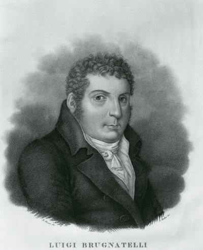 Portrait de Luigi Valentino Brugnatelli (1761-1818), chimiste italien et inventeur de la galvanoplastie, eau-forte par Luigi Rados (1773-1840) d