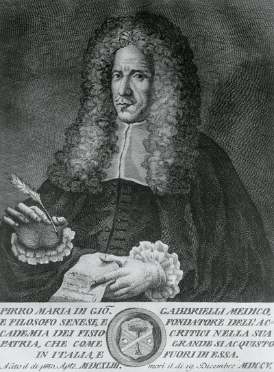 Portrait de Pirro Maria Gabbrielli (1643-1705), philosophe italien, et professeur de médecine théorique et de botanique, gravure par Cosimo Zocchi (actif 1740-ca 1787) - Walter Charles Mills