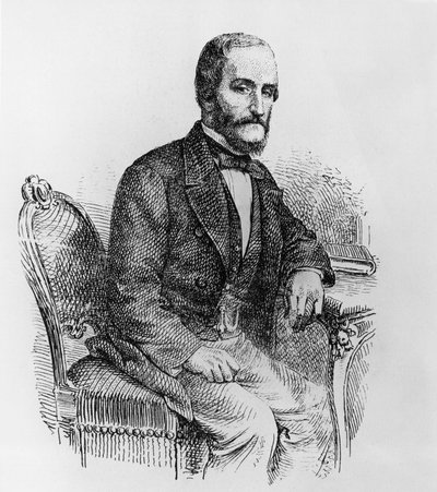 Portrait de Raffaele Busacca dei Gallidoro (1810-1893), homme politique et économiste italien, gravure - Walter Charles Mills