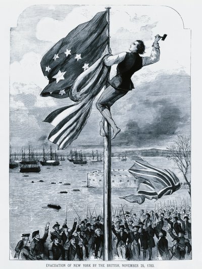 Les Britanniques abandonnant New York, alors que le drapeau américain est hissé, 25 novembre - Walter Charles Mills