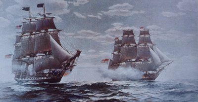 USS Constitution et HMS Java - Walter Charles Mills