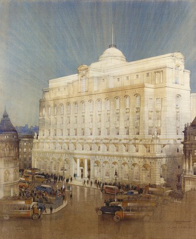 Conception architecturale pour le siège de la Midland Bank, Poultry, Londres - John A. and Saunders, Charles Gotch