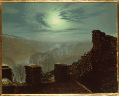 J.A. Grimshaw, Pleine lune derrière un nuage de cirrus depuis Roundhay P. - John Atkinson Grimshaw