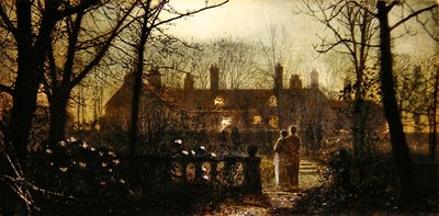 Scène au clair de lune avec deux personnages - John Atkinson Grimshaw
