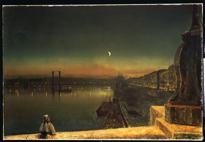 Rouen la nuit depuis le Pont de Pierre - John Atkinson Grimshaw