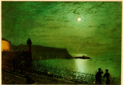 Scarborough au clair de lune depuis les marches du Grand Hôtel - John Atkinson Grimshaw