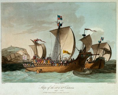 Navires des 14e et 15e siècles - John Augustus (after) Atkinson