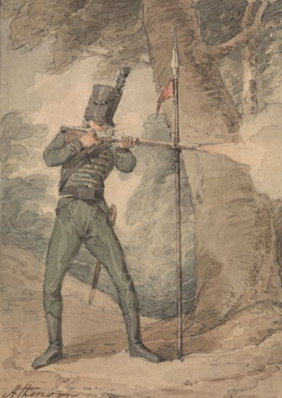 Un tireur à la pratique du fusil - John Augustus Atkinson