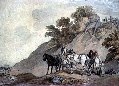 Chariot et équipe à une carrière de gravier - John Augustus Atkinson