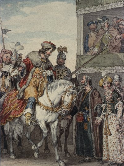 Prince Jean (1167-1216) et Isaac le Juif au Passage des Armes à Ashby - John Augustus Atkinson