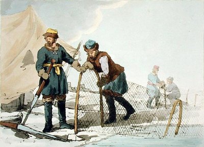 Pêche en hiver (publié 1804) - John Augustus Atkinson