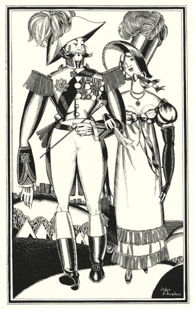 Illustration pour Don Juan de Lord Byron : Médailles, rang, rubans, dentelle, broderie, écarlate - John Austen