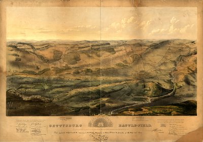 Champ de bataille de Gettysburg. Bataille livrée à Gettysburg, Pennsylvanie, les 1er, 2 et 3 juillet 1863 par les armées fédérale et confédérée, commandées respectivement par le général G. G. Meade et le général Robert E. Lee - John Bachelder