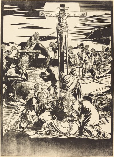 La Crucifixion (plaque centrale) - John Baptist Jackson after Jacopo Tintoretto