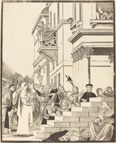 Présentation de la Vierge au Temple [plaque centrale] - John Baptist Jackson after Titian