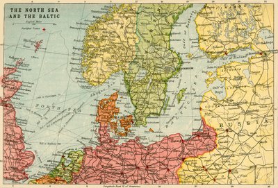 Carte de la mer du Nord et de la Baltique, vers 1914 - John Bartholomew and Son