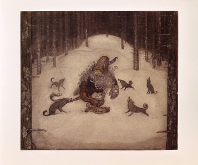 John Bauer, Troll et loups - John Bauer