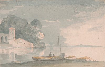 Bateau et figures sur le rivage d